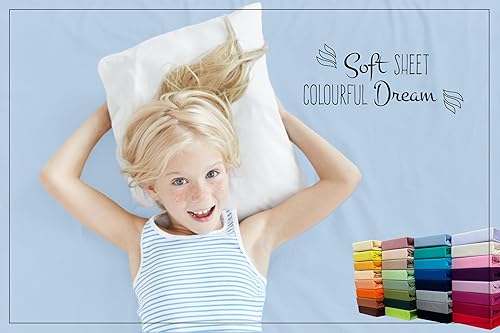 Drap-housse certifié Öko-Tex 28 couleurs - 100 % jersey (90 x 160 cm, crème) - Nail Gallerys