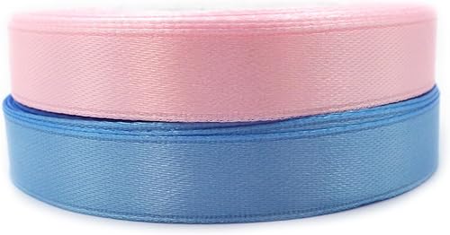 Lot de 2 rubans de satin de couleurs - Ruban décoratif - Ruban décoratif - Rose et bleu clair - 6 mm de large - Nail Gallerys