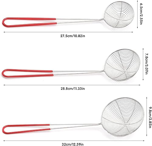 Cuillère à Fente en Acier Inoxydable, Lot de 3 Passoires en Acier Inoxydable, Cuillère à Mailles de Cuisine, Passoire à Araignée,Cuillère à Fente pour Passoire à Pâtes, pour Cuisiner la Friture - Nail Gallerys