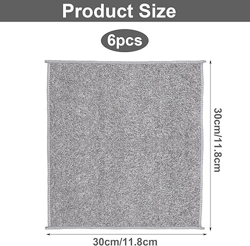 6 Pièces Torchons de Cuisine, Torchons de Cuisine en Microfibre, 30 x 30cm Serviette de Cuisine Gris, Torchon à Vaisselle Doux et Absorbants, Lavable en Machine-Lavable 60° - Design Classique Carré - Nail Gallerys