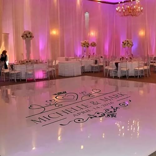 Autocollant de piste de danse de mariage personnalisé, nom de couple personnalisé, autocollant mural de fête, tapis de miroir amovible, fiançailles, mariée(XXXL 300X223cm) - Nail Gallerys