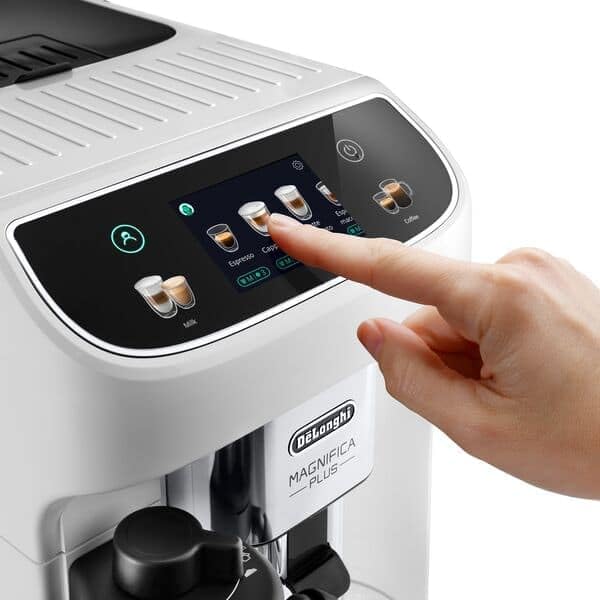 De'Longhi Magnifica Plus ECAM320.60.W, Machine à Café Automatique avec LatteCrema Chaud pour Cappuccino, 4 Recettes, Écran Tactile Couleur, Fonction Tirage Supplémentaire, Fonction x2, Blanc - Nail Gallerys