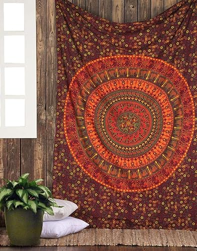 Taille Célibataire Elephant Indien Ethnic Mandala Tapestry Hippie Tapisserie - Nail Gallerys