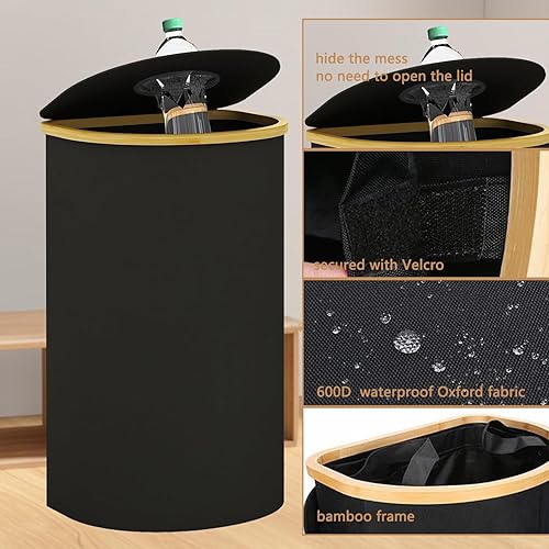 Xummi Collecteur de bouteilles consignées 140 l, 2 compartiments avec trou, couvercle et 2 sacs de transport, grandes bouteilles de consigne, rangement pour les produits vides et le verre usagé, noir - Nail Gallerys