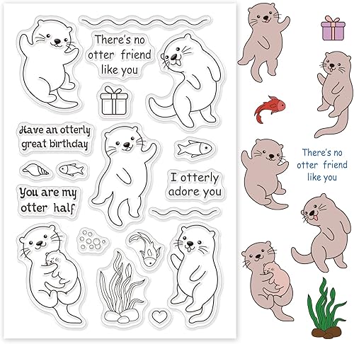 GLOBLELAND Loutre Tampons Transparents Tampons Clairs d'anniversaire Transparent en Silicone d'anniversaire pour Bricolage Scrapbooking Photo Album Décoratif - Nail Gallerys