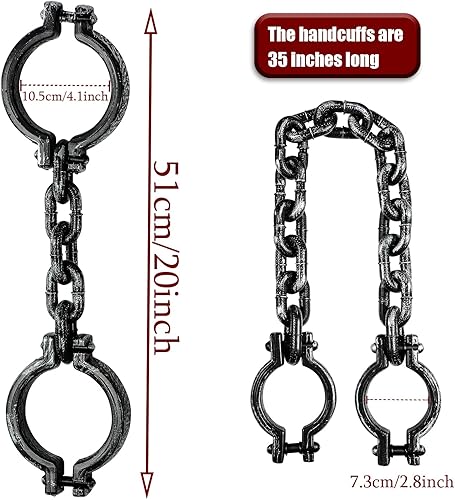 AOFOX Halloween Fausses Menottes Poignets en Plastique Prop,Menottes de Prison Menottes de Cheville Chaînes pour Halloween Party Cosplay Decor - Nail Gallerys