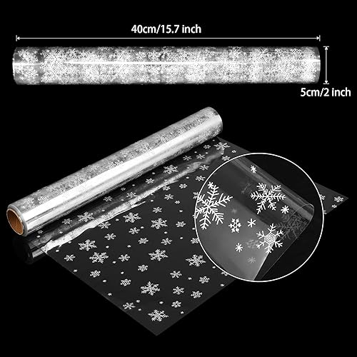 GWHOLE Papier Transparent Emballage Noël 40CM x 30M Papier Cadeau Transparent Motif Flocon de Neige Papier Cristal pour Cadeaux Fleurs Arts Artisanat - Nail Gallerys