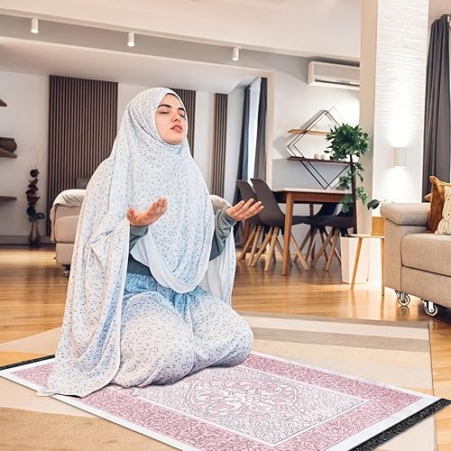 Sporgo Tapis de prière musulmane : tapis de prière avec perles de prière, tapis de prière avec boîte cadeau, tapis de prière islam, pour cadeaux Bayram, Janamaz, Sajadah, cadeaux islamiques - Nail Gallerys