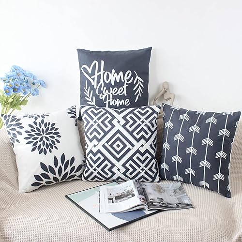 NIULAA Housse Coussin 50x50 Lot de 4 Décoratif Canapé Housse de Coussin Taie d'oreiller Velours Bleu Marine Coussin Carre Geometrique Coussins Taies d'oreiller pour Canapé Lit Jardin Extérieur - Nail Gallerys