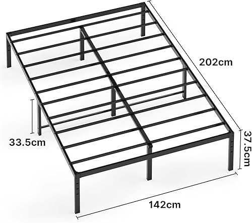 Xbro Cadre de Lit 90 x 200 cm, Cadre de Lit Plateformeen Métal, Hauteur 37 cm, Noir - Nail Gallerys