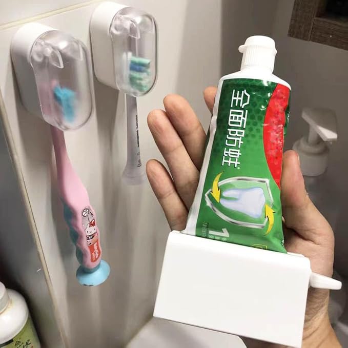 2pcs - tube de dentifrice rouleau extrudeur, plastique ABS, tube de dentifrice extrudeur stand, Eco - friendly manuel distributeur d'extrusion de dentifrice, accessoires de salle de bains (blanc) - Nail Gallerys