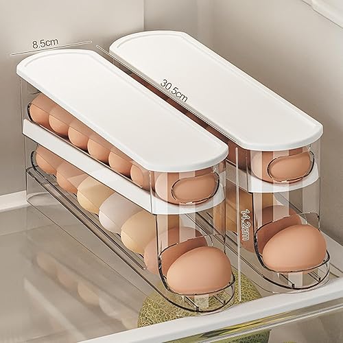 Gachiwar Distributeur Oeufs pour Réfrigérateur Rouler Automatiquement Boîte a Oeufs, Peu Encombrant Rangement Oeuf Frigo, Organisateur de Cuisine pour Garde-manger, Réfrigérateur de Comptoir - Nail Gallerys