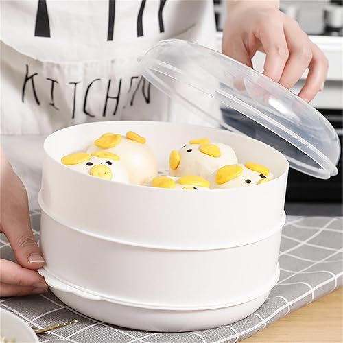 JINGLING Cuiseur Vapeur Blanc -Ondes – 3 Niveaux – Cuiseur à Vapeur résistant à la Chaleur pour Plats cuits, pâtes, gâteaux, Passe au Four et au -Ondes - Nail Gallerys