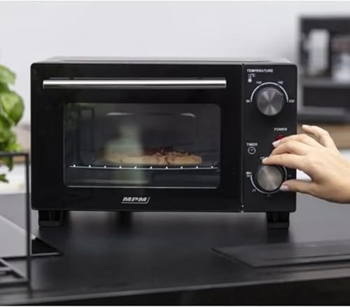MPM - MPE-13 - Mini four - Autonome - 10 L - avec chaleur haut/bas - avec plaque de cuisson et grille - réglage de la température à 4 niveaux 90-230°C - avec bouton rotatif - Four à pizza - Petit - Nail Gallerys