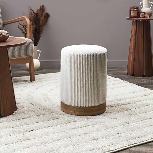 HOME DECO FACTORY, HD0338, Pouf Cotele Scott Beige, Softness, Mobilier, Assise, Pouf et Coussin de Sol, 30x40x30 cm, Hauteur Assise 40 cm, Beige Marron - Nail Gallerys