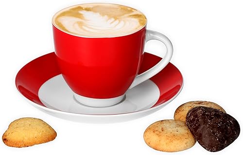 Van Well Lot de 6 tasses à café avec soucoupes série Vario en porcelaine - Couleur au choix - Couleur : fleurs - Nail Gallerys