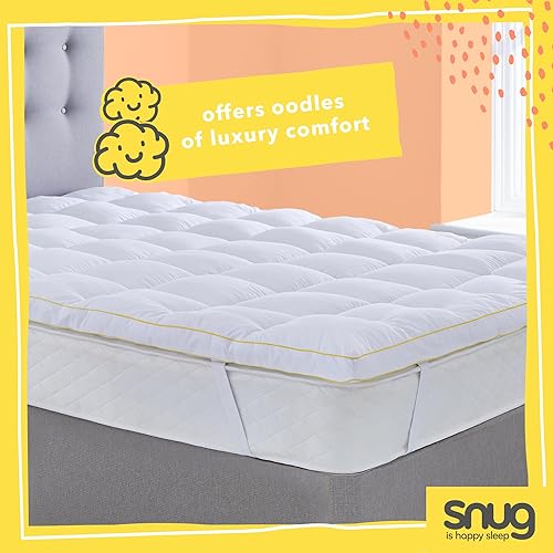 Snug Deeply Dreamy Surmatelas pour lit Double – 10 cm Extra épais avec Sangles élastiques matelassées, Confortables, Super Douces – Hypoallergénique – Lavable en Machine – Double – 190 x 135 cm - Nail Gallerys