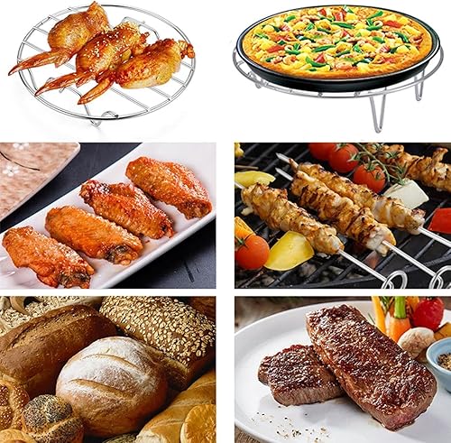 divuukyi Lot de 2 paniers de friteuses à air de 17,8 cm - Antiadhésif - En acier inoxydable - Pour la cuisson croustillante - Accessoires de cuisson - Nail Gallerys