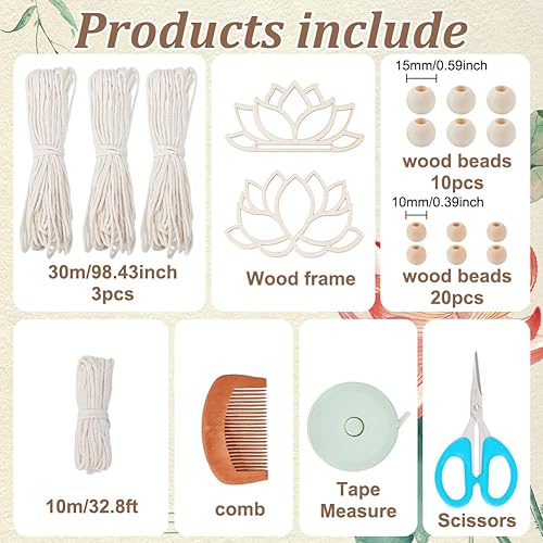 FREEBLOSS Kit de Suspension Murale en macramé avec Cadre en macramé, décoration Murale pour Salon, kit de macramé pour débutant avec Instructions (français Non Garanti) - Nail Gallerys