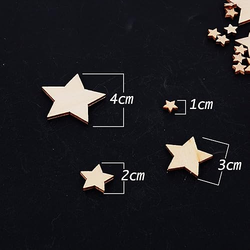 Lot de 300pcs 10+20+30+40mm Embellissement Etoile en Bois Naturel pour Nature Decoration de Table Mariage Confettis DIY Scrapbooking - Nail Gallerys