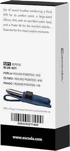 Escoda Lot de Pinceaux de voyage pour aquarelle, avec étui en toile, 3 pinceaux à manche court, Bleu - Nail Gallerys