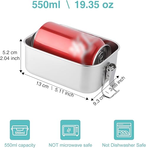 OITUGG Lunch Box Inox - 2400ml Lunch Box pour Adulte, avec 1 pièce séparateur amovible, Conçu avec boucles à pression et anneau en silicone à l'intérieur du couvercle, 24 x17 x7.7cm - Nail Gallerys