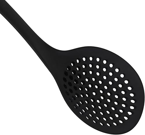 Fackelmann 25474 Ecumoire, araignée de cuisine, louche à trou, cuillère passoire, ustensile de cuisine, RPET, noir, 31,5 x 8,5 cm - Nail Gallerys