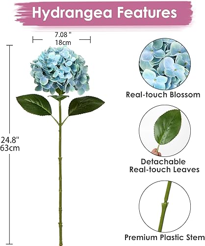 Oairse Lot de 3 fleurs d'hortensia artificielles - Impression 3D - Toucher réel - Pour mariage, maison, hôtel, fête, arrangement floral - Diamètre : 19 cm - Nail Gallerys