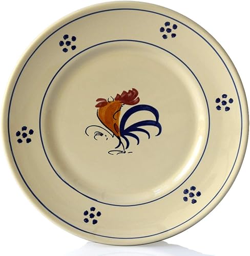 Colì, Assiette Plate 24 cm 6 Pièces, Service de Vaisselle 6 Personnes, Service de Plats Colorés, Peint à la Main, Dessin de Coq, Service de Table pour 6 Personnes - Nail Gallerys