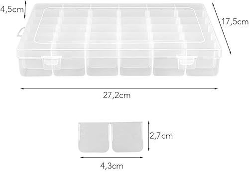Ideen mit Herz Boîte de Rangement Compartimentée pour Tri de Petites Pièces | 36 Compartiments de 4,3 x 2,7 cm | Dimensions Totales : 27,2 cm x 17,5 cm x 4,5 cm - Nail Gallerys