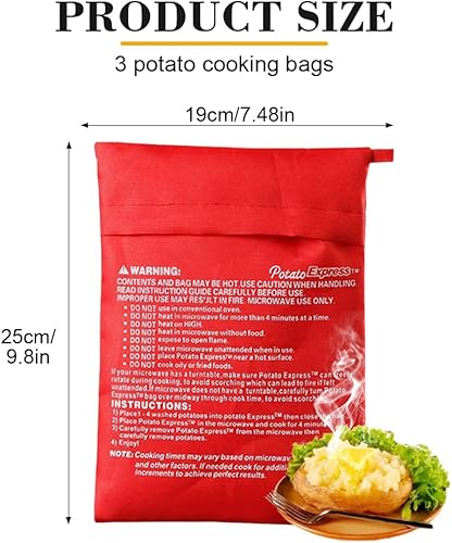 Ceihwa Lot de 3 Sac Cuisson Pomme de Terre Micro Ondes,Sac à Patate Micro Ondes Réutilisable,Poche Cuisson Pomme de Terre,Pochette pour Micros Onde Lavable,Sachet Cuissons Vapeur,Potato Express - Nail Gallerys