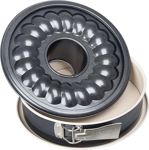 Zenker Moule à charnière crème noire avec 2 bases Ø29 cm en gris/beige, acier inoxydable, 28 x 28 x 7 cm - Nail Gallerys