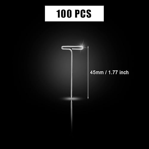 100pcs Épingles en T pour Perruque, 45mm Épingles en t Épingles à Coudre en Métal pour Perruque Couture Bijoux Image Blocage Tricot Modélisation et Artisanat - Nail Gallerys