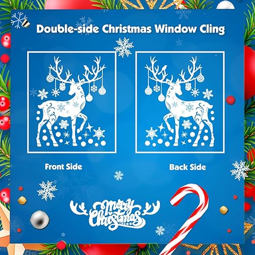 Zindoo Decoration Noel Stickers Noel Fenetre 219 Pcs Père Noël Blanc Réutilisable Impression Recto-Verso Electrostatique Autocollant Noel Fenetre Intérieur Deco Noel pour Fenêtre Porte Miroir - Nail Gallerys
