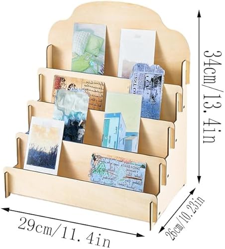 Changyeah Présentoir à 4 étages pour cartes de vœux, présentoir en bois, chevalets d'affichage multifonctions, présentoir à boucles d'oreilles, porte-cartes, organisateur de bijoux pour la - Nail Gallerys
