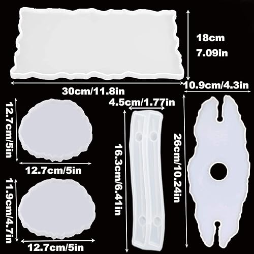 MSDADA 5 Pcs Moules en Résine de Silicone Epoxy, Moules en Résine de Dessous de Verre, Moules en Silicone pour Plateau de, Moules en Résine de Poignée, Moulage Verre à Vin Résine - Nail Gallerys