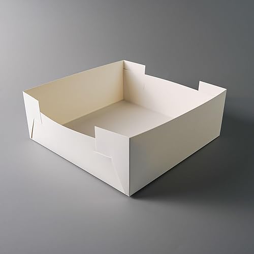 Lot de 10 boîtes à gâteau 32 x 32 x 12 cm - Blanc - Boîte de rangement solide et solide - Nail Gallerys