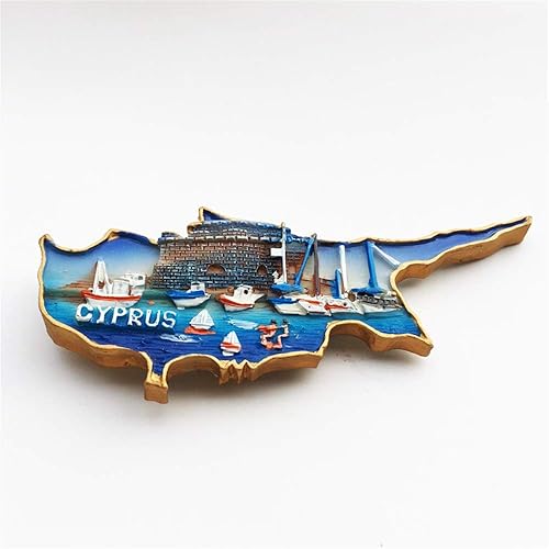 Aimant de réfrigérateur 3D en forme de carte de Chypre - Nail Gallerys