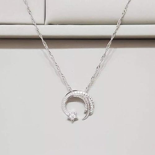 Thumby Simple Pendentif en Argent 925 Étoiles Platine Femmes, Pendentif en Argent Sterling Pendentif Actrice Moon Pendentif, Collier Meteor Garden - Nail Gallerys