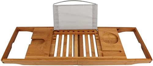 Pont de Baignoire Extensible en Bambou, Plateau Baignoire Expérience de Spa, Support Intégré pour Livre et Tablette, Accessoire Baignoire Stable et Robuste - Nail Gallerys