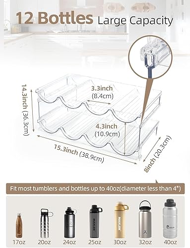 RUIQINGSANY Lot de 2 porte-bouteilles empilables pour réfrigérateur, placard, garde-manger - Porte-bouteilles d'eau pour armoires de cuisine, plan de travail, réfrigérateur, chaque étagère peut - Nail Gallerys