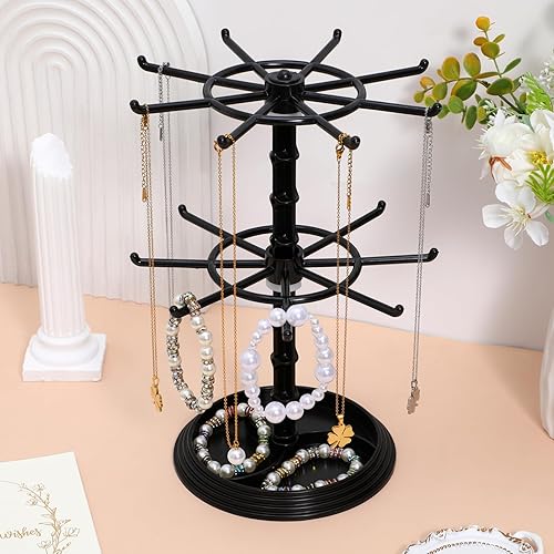 NIYANGLE Présentoir à bijoux 2 animaux Porte-colliers Bracelet noir Organisateur rotatif Boucles d'oreilles Présentoir Porte-clé Présentoir à bijoux en plastique Rack pour centres commerciaux - Nail Gallerys