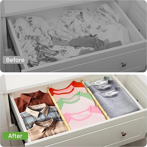 ANTOWIN Lot de 4 séparateurs de tiroirs, extensibles, 5,7 cm, s'étend de 43 à 56 cm, organisateurs de tiroirs, pour cuisine, chambre à coucher, bureau, salle de bain (naturel) - Nail Gallerys