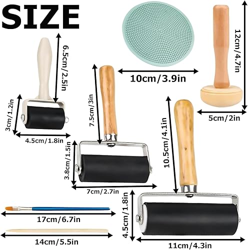 WIYETY Kit de Rouleau en Caoutchouc: Kit d'impression avec Rouleau Presseur, Rouleau en Caoutchouc Robuste avec 1 Rouleau Champignon et 1, pour Graphiques d'impression, Tampons d'impression Bloc - Nail Gallerys