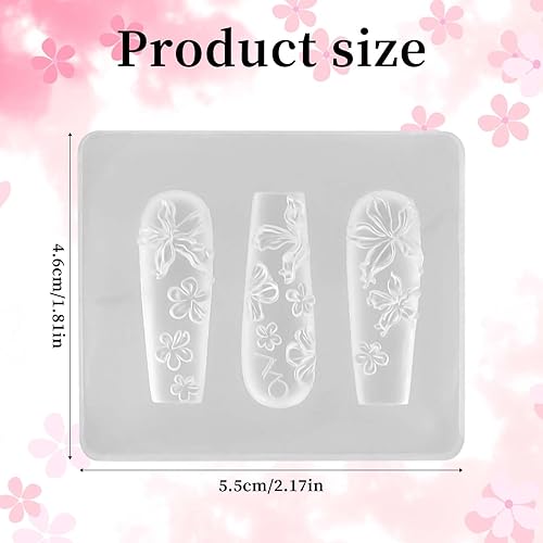 Gosknor Moule Fleur en 3D Ongle, Charme Floral en Silicone Gabarit de Sculpture Motif Pétale Moule Décoratif de Bout des Doigts Fleur Printemps pour Fournitures D’ongles DIY et Projets Créatifs - Nail Gallerys