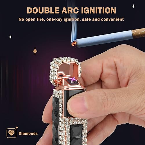 eing Briquet électrique à paillettes rechargeable par USB avec strass, parfait pour les filles et les femmes, rose, S - Nail Gallerys
