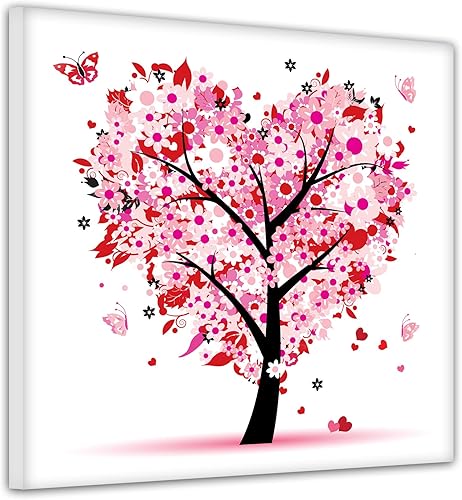 Bilderdepot24 - Arbre de cœurs - Peinture sur toile tendue sur cadre - Format carré - 30 x 30 cm - Nail Gallerys
