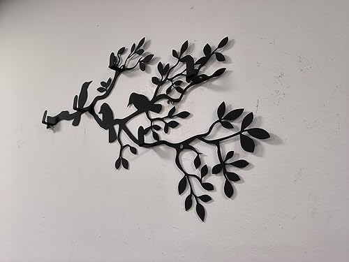 Porte-Manteau Mural en Métal - Cintre Oiseaux, Décoration d'Intérieur, Porte-Chapeau, Porte-Clés, Patères d'Entrée, Étagère 60x32cm - Nail Gallerys