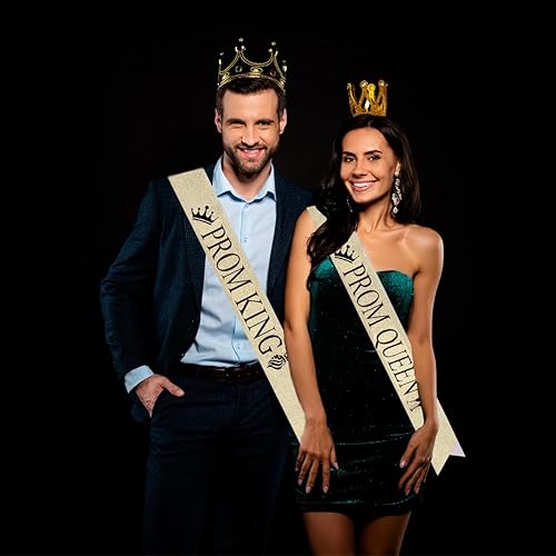 Écharpe roi et reine de bal, accessoires de fête de remise de diplôme 2025 pour l'école (doré) - Nail Gallerys