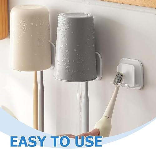 2 PCS Porte Brosse à Dents Mural, Support Brosse a Dent électrique Auto-Adhésif Support Salle De Bain sans Percage Accessoire De Salle De Bain Lot De 2 Supports pour Brosses à Dents - Nail Gallerys